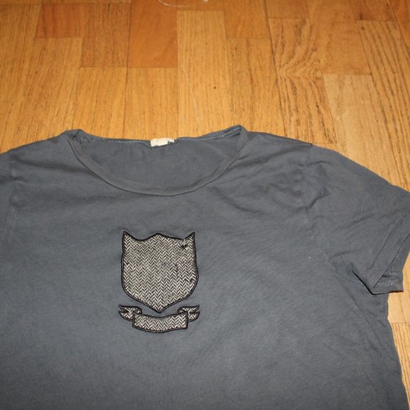 J CREW GREY TWEED PATCH SHORT SLEEVE SHIRT TOP L - Picture 4 of 6